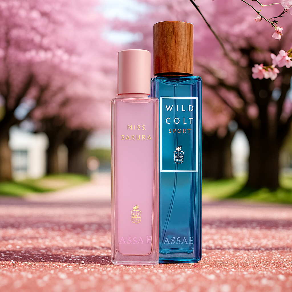 ASSAE Couple Perfume Set 200ml – Miss Sakura & Wild Colt Sport | عطور أساف للرجال والنساء في السعودية