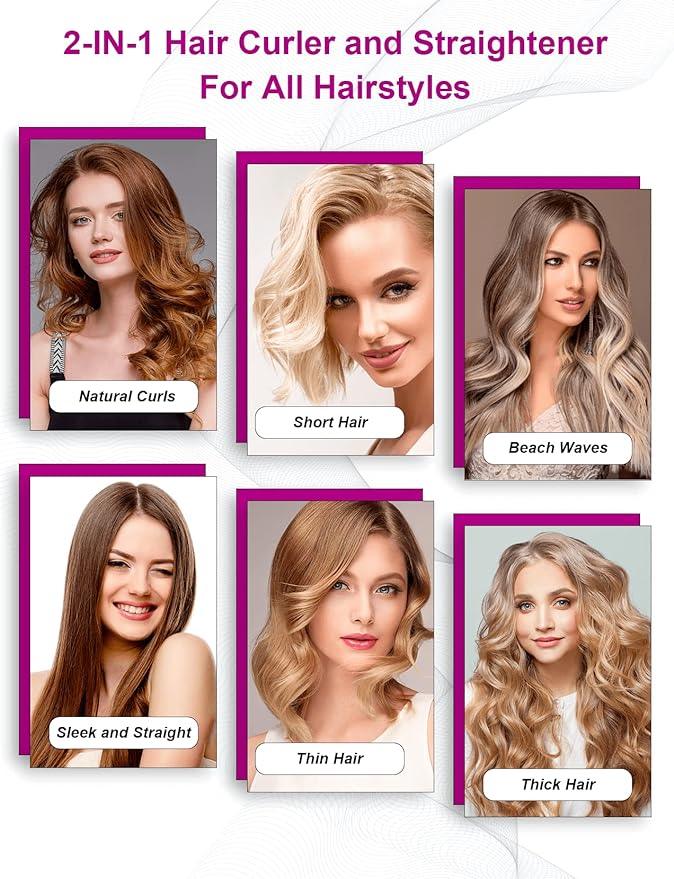 Straightener and Curler 2 in 1 / مكواة فرد الشعر وتجعيده 2 في 1.